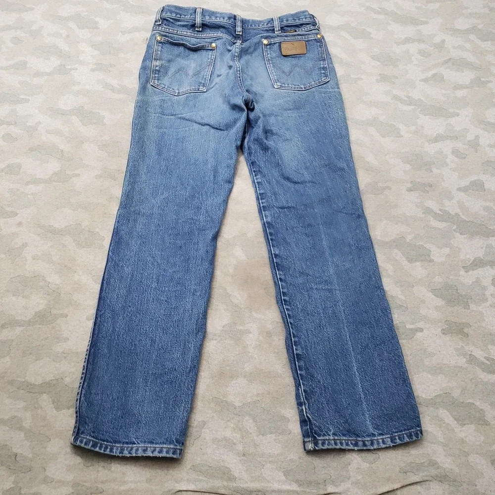 Vintage Wrangler Jeans Mens 30x28 Blue Workwear Whiskered Denim 13MWZ